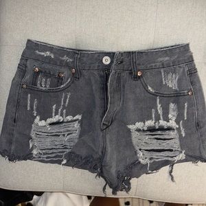 Light wash black/grey small denim shorts